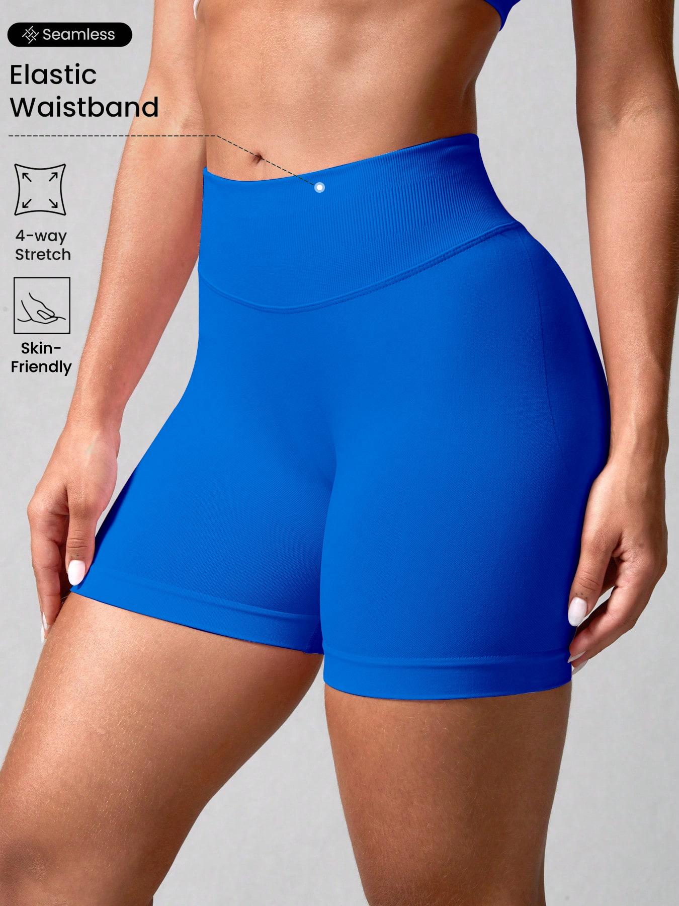 Nuevos shorts deportivos sin costuras para mujer con cintura de tres secciones y efecto &ldquo;peach butt&rdquo;, pantalones ajustados para yoga y fitness, pantalones de tres cuartos para correr.