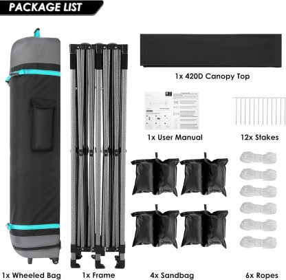 COBIZI - Toldo desplegable de 10 x 20 Pulgadas con 6 Paredes Laterales, toldo Impermeable para Eventos al Aire última intervensión, UPF 50+ cenador portátil para Fiestas, Playa, Camping, Boda,