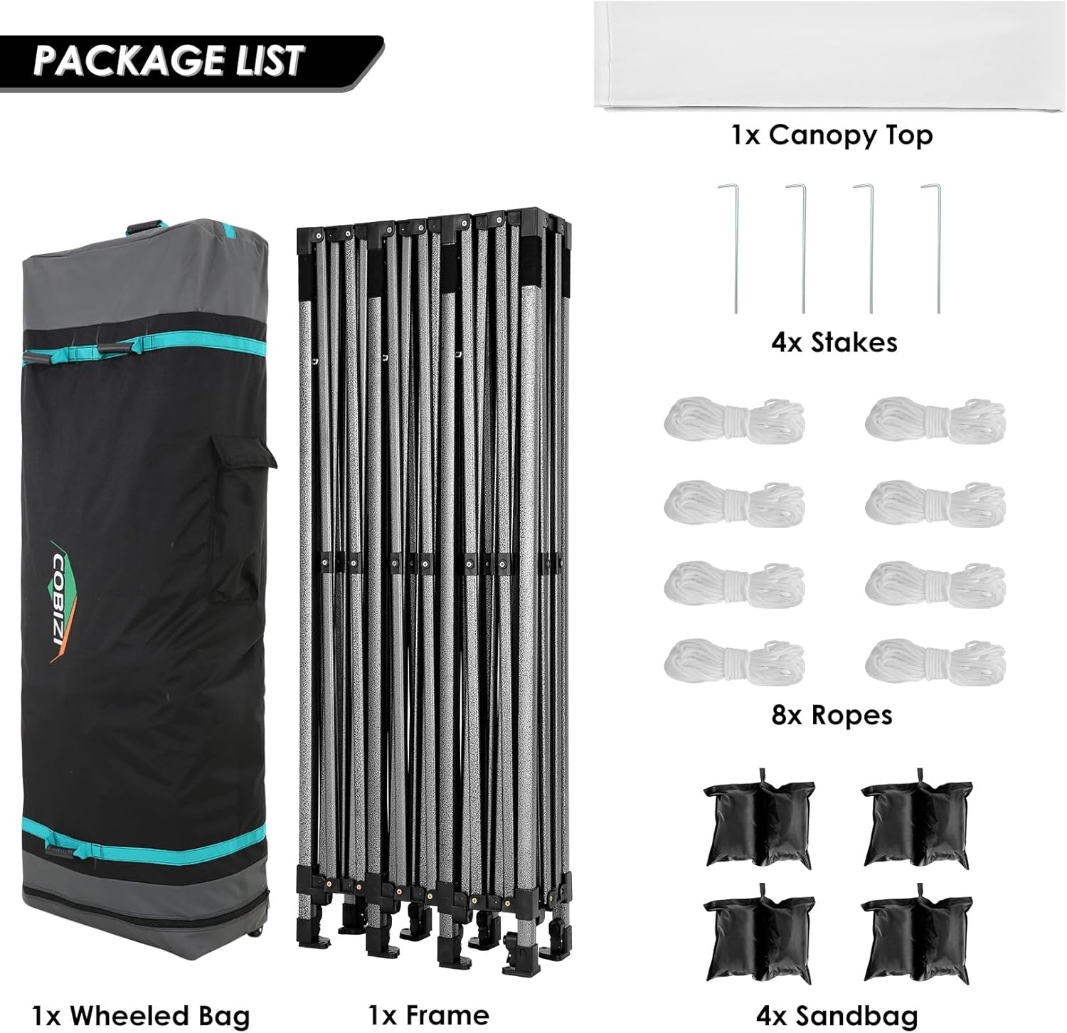 COBIZI - Toldo desplegable de 10 x 20 Pulgadas con 6 Paredes Laterales, toldo Impermeable para Eventos al Aire última intervensión, UPF 50+ cenador portátil para Fiestas, Playa, Camping, Boda,