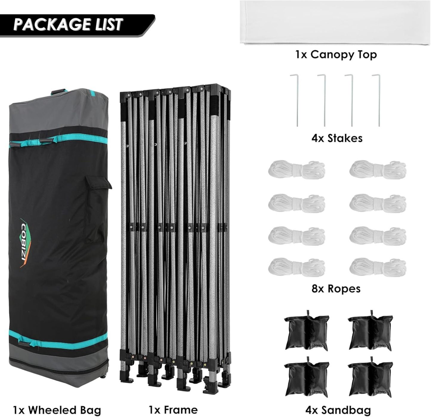 COBIZI - Toldo desplegable de 10 x 20 Pulgadas con 6 Paredes Laterales, toldo Impermeable para Eventos al Aire última intervensión, UPF 50+ cenador portátil para Fiestas, Playa, Camping, Boda,