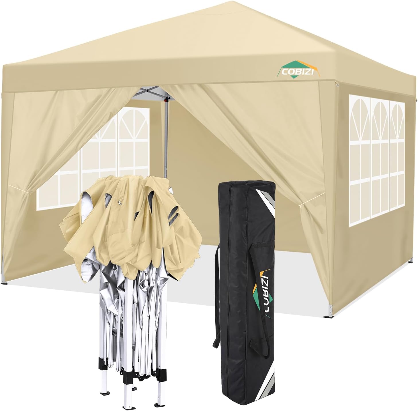 COBIZI - Toldo desplegable de 10 x 20 Pulgadas con 6 Paredes Laterales, toldo Impermeable para Eventos al Aire última intervensión, UPF 50+ cenador portátil para Fiestas, Playa, Camping, Boda,
