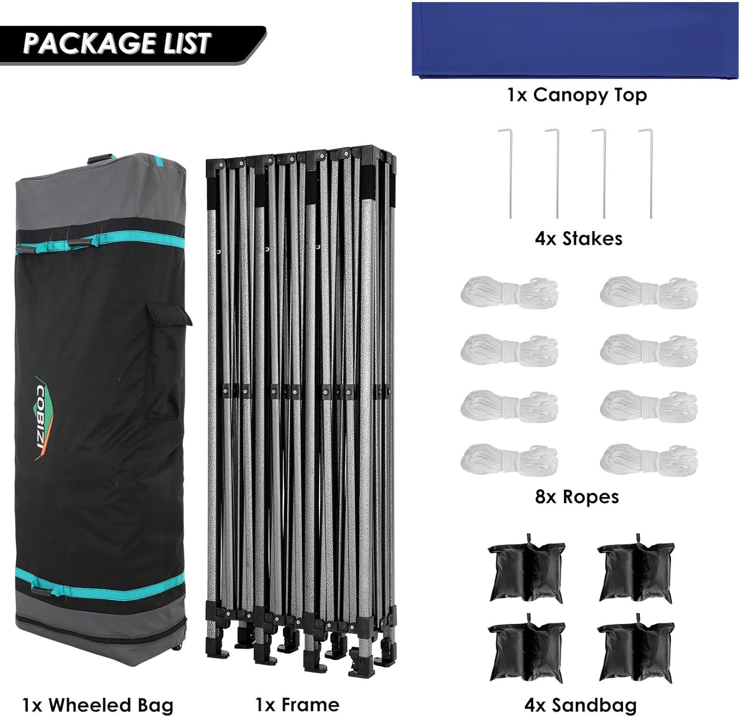 COBIZI - Toldo desplegable de 10 x 20 Pulgadas con 6 Paredes Laterales, toldo Impermeable para Eventos al Aire última intervensión, UPF 50+ cenador portátil para Fiestas, Playa, Camping, Boda,