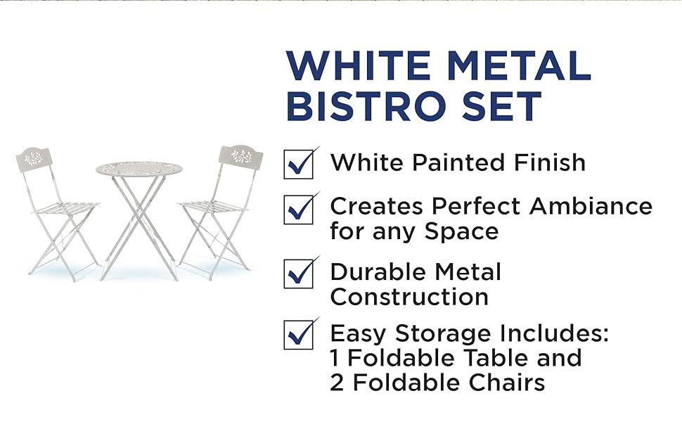 msy100a-wt, muebles de exterior, muebles, juego de bistro, sillas, mesa, alpine, alpine corporation
