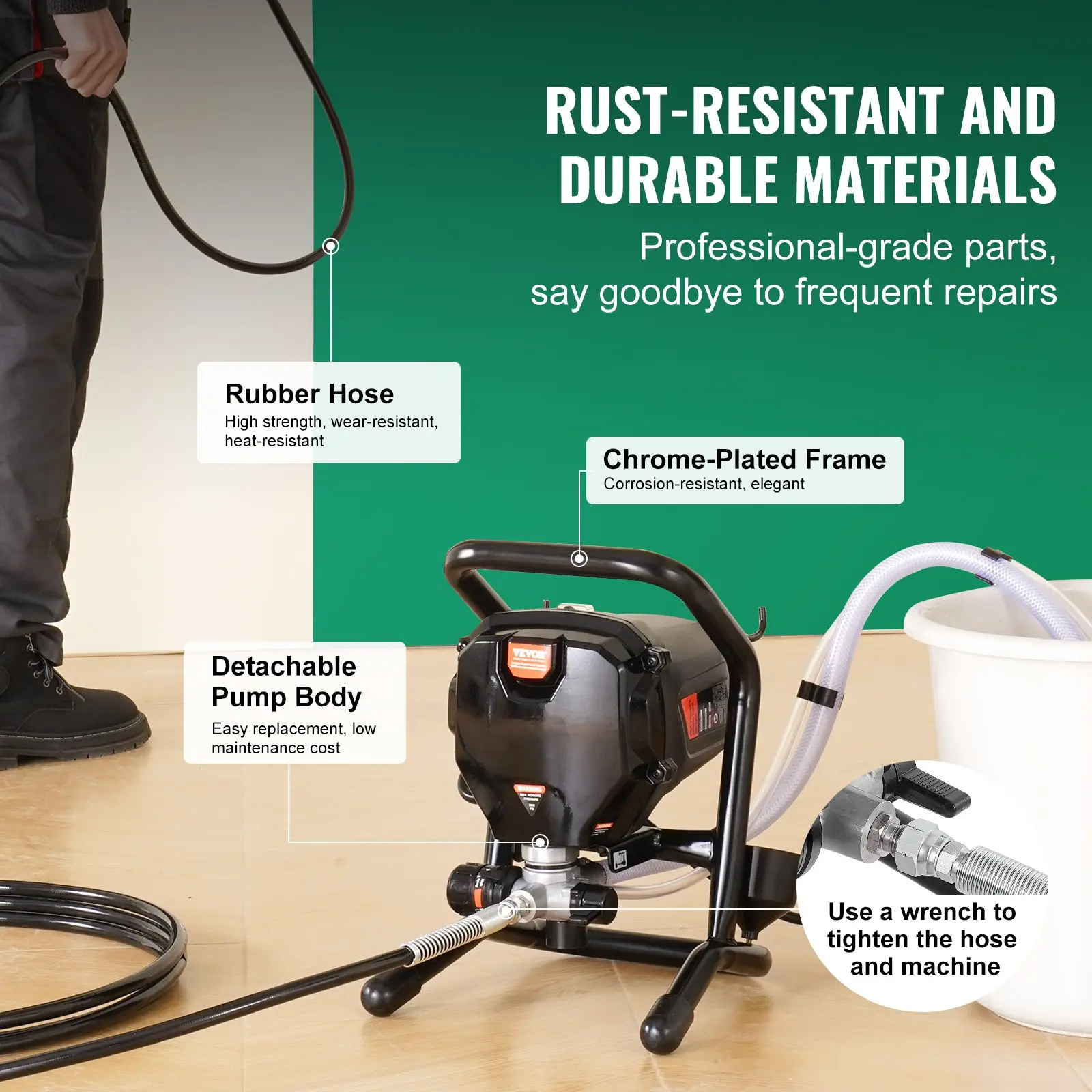 ⭐⭐Pulverizador vertical sin aire – 3000 PSI / 750 W, apto para pintar paredes interiores y exteriores, muebles y vallas | Pulverizador de mano con manguera(Garantía de 3 años)