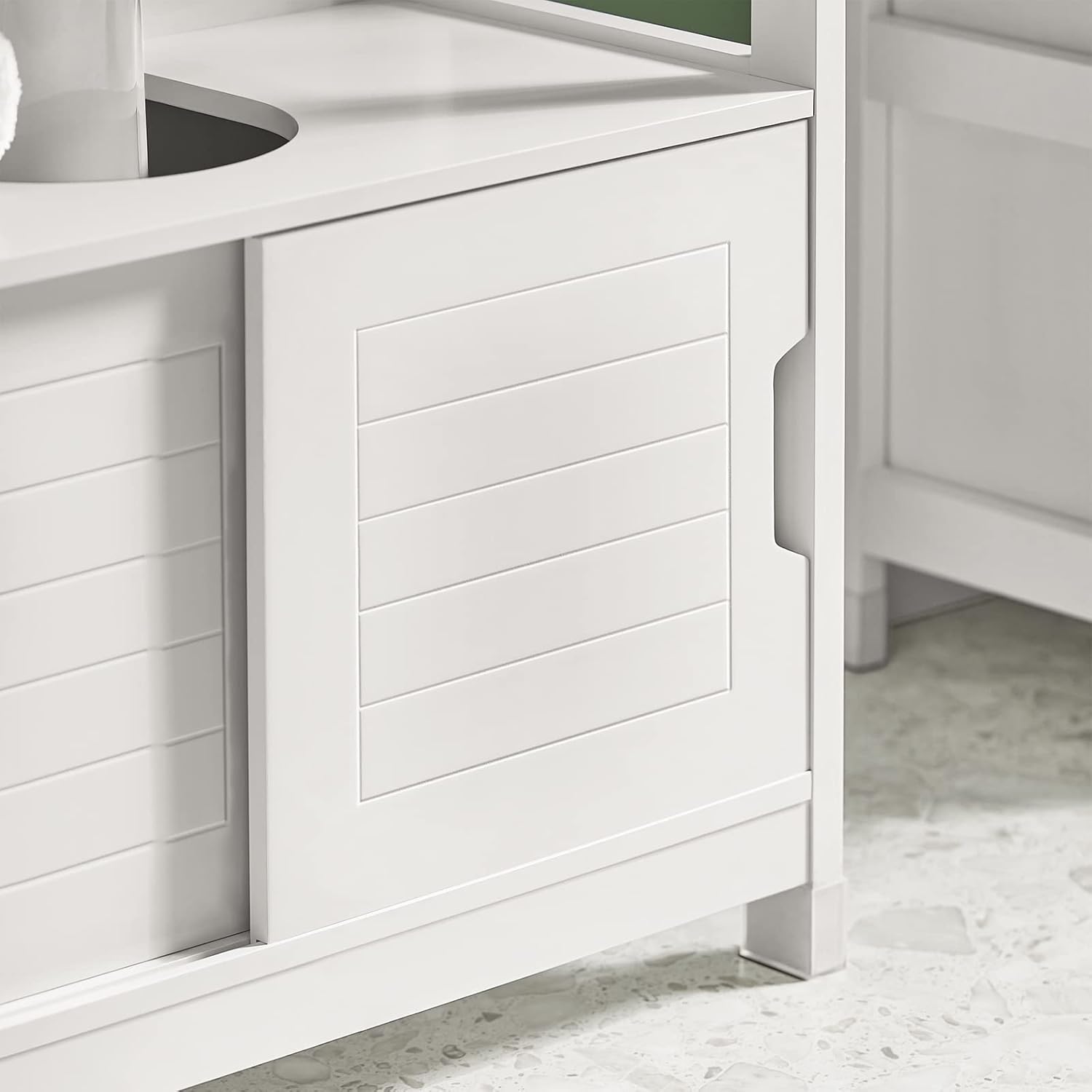 SoBuy Armario para Lavabo Mueble de Baño Debajo del Lavabo con 2 Puertas Armario de Suelo Lavabo para Baño con Mueble(Blanco FRG128-II-W)