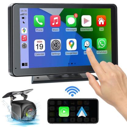 【Hieha】Regalo de Año Nuevo: 2026 La pantalla portátil más nueva de Carplay para automóvil, pantalla táctil IPS de 7 pulgadas, Compatible con CarPlay y Android Auto, Cámara de Respaldo, estéreo para automóvil, soporte para GPS, Bluetooth, FM, WiFi