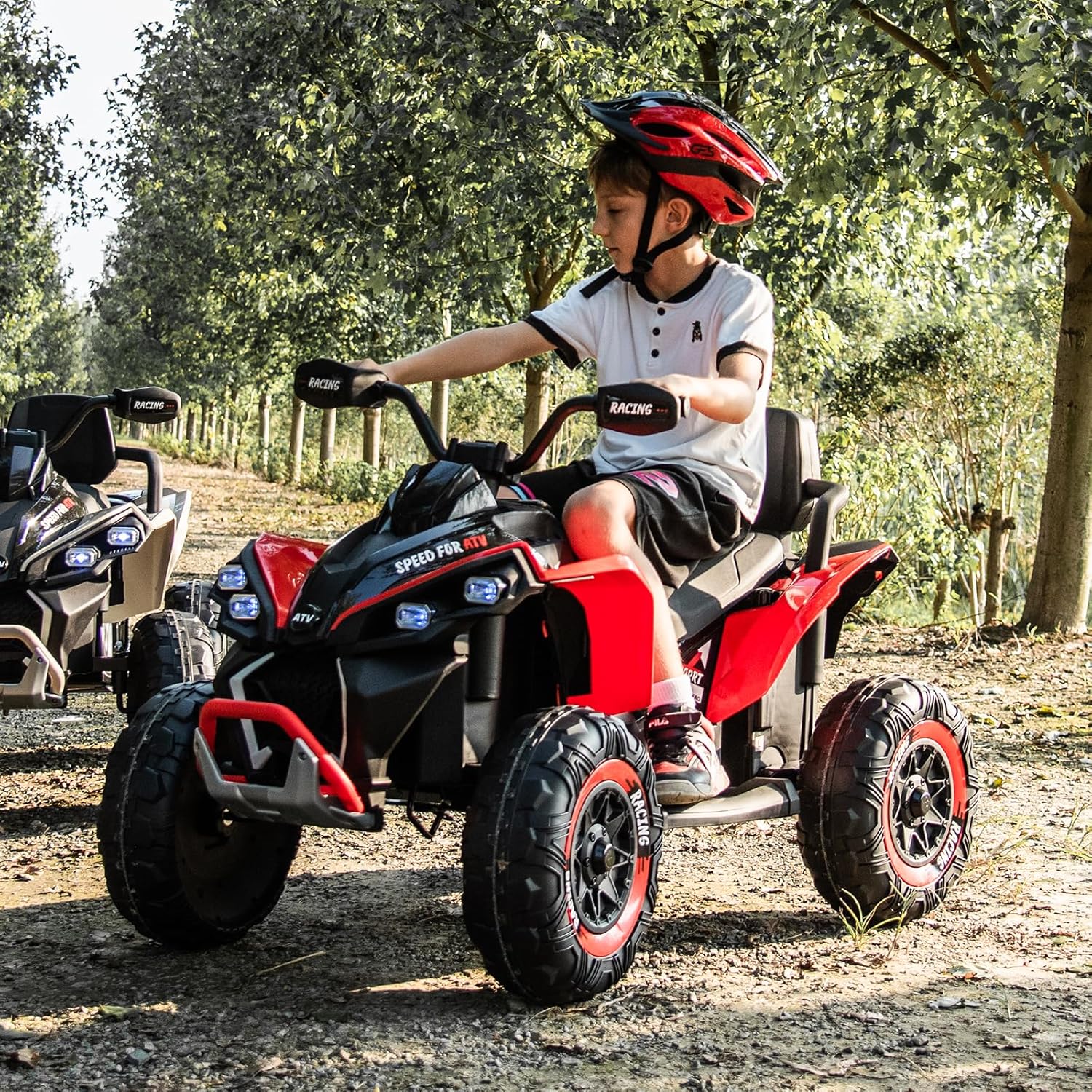 HONEYWHALE 1206 Carro Electrico Niño Montable con Control Remoto, Cuatrimoto Moto electrica para Niños con Bluetooth, Coche Eléctrico con Luz Led y Musica, Autonomía 70Minutos, Velocidad Máxima 6KM/H