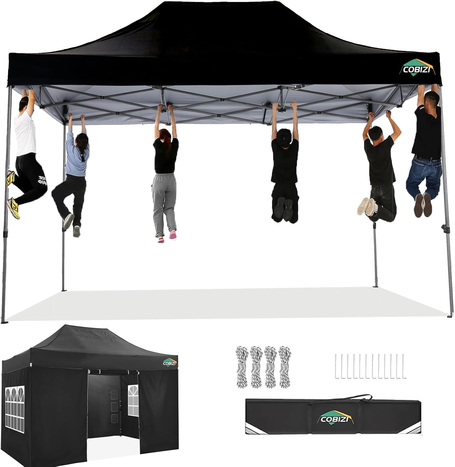 COBIZI - Toldo desplegable de 10 x 20 Pulgadas con 6 Paredes Laterales, toldo Impermeable para Eventos al Aire última intervensión, UPF 50+ cenador portátil para Fiestas, Playa, Camping, Boda,