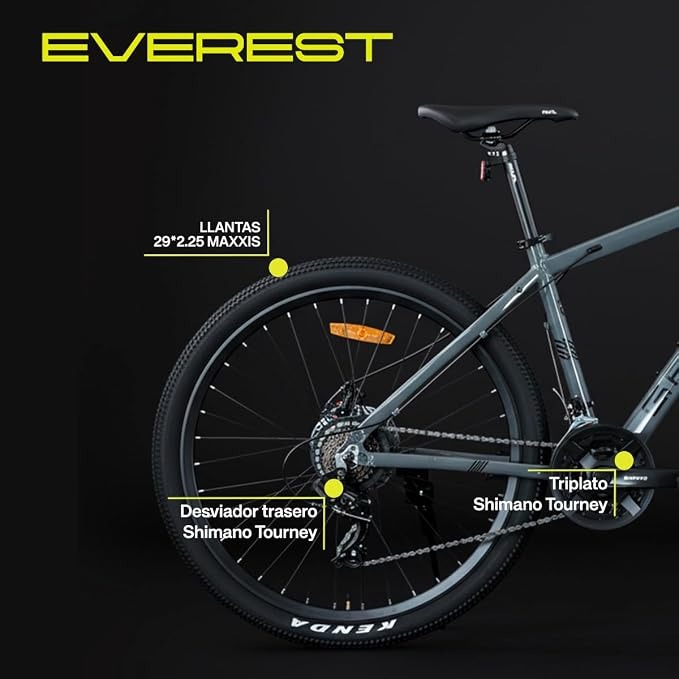 GRAVEL | Mountain Bike Everest MTB - Bicicleta Rodada 29 - Bicicleta de Montaña | Diseño Aerodinámico con 21 Velocidades Shimano y Frenos de Disco