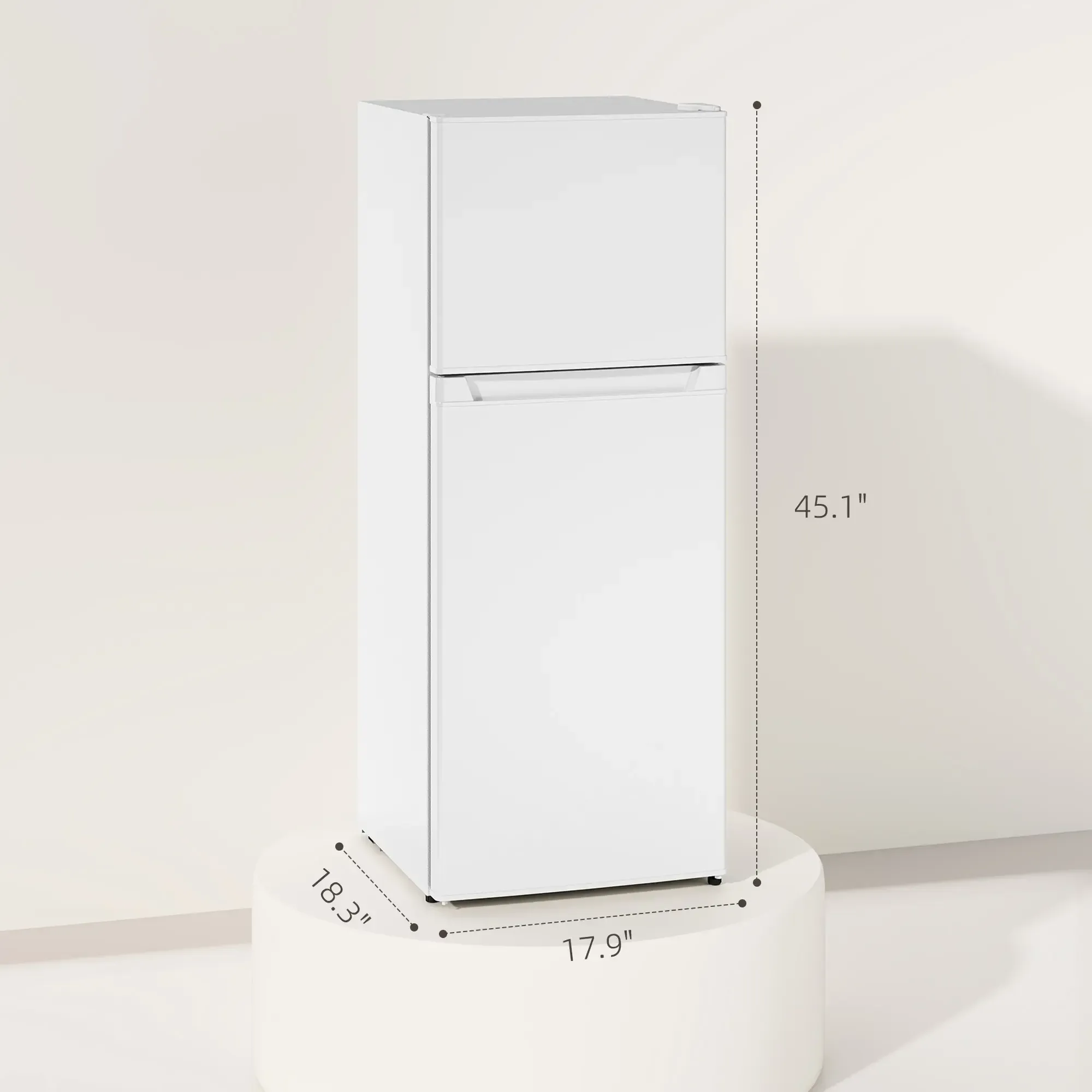 ❄️HOMCOM 3.2/4 Cu.Ft Mini Fridge with Freezer, Double Door Compact Refrigerator with Adjustable Thermostat, Shelf and Reversible Door for Bedroom, Dorm, Home Office, Energy Efficient