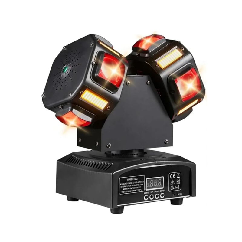 🎵Luces DJ Doble Cabeza con Control Remoto, 120W Haces Móviles Rotación 360° Strobe Láser para Fiesta Discoteca Bar KTV DJ Iluminación LED RGBW Proyector Efectos Escenario Focos De Iluminación