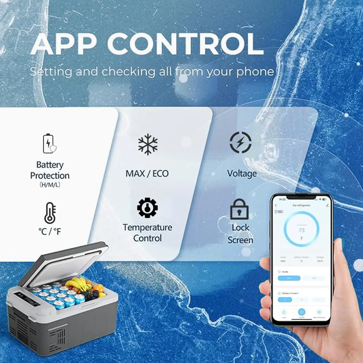 Nevera eléctrica de 12 V y 11 cuartos (refrigerador para coche) — Compatible con App y Bluetooth, congelador portátil para vehículos recreativos y automóviles
