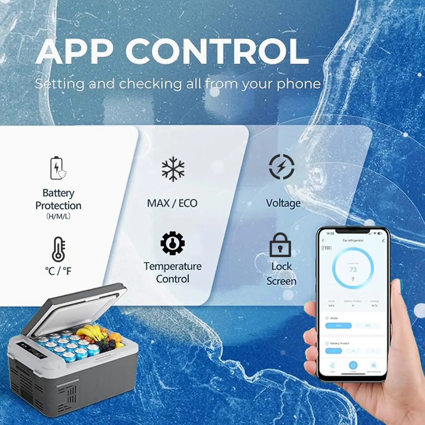 Nevera eléctrica de 12 V y 11 cuartos (refrigerador para coche) — Compatible con App y Bluetooth, congelador portátil para vehículos recreativos y automóviles