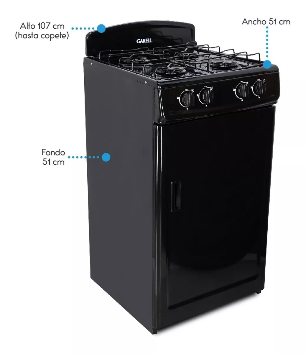 [Copy]Estufa Parrilla De Gabinete A Gas Lp De 4 Quemadores Garell Color Negro