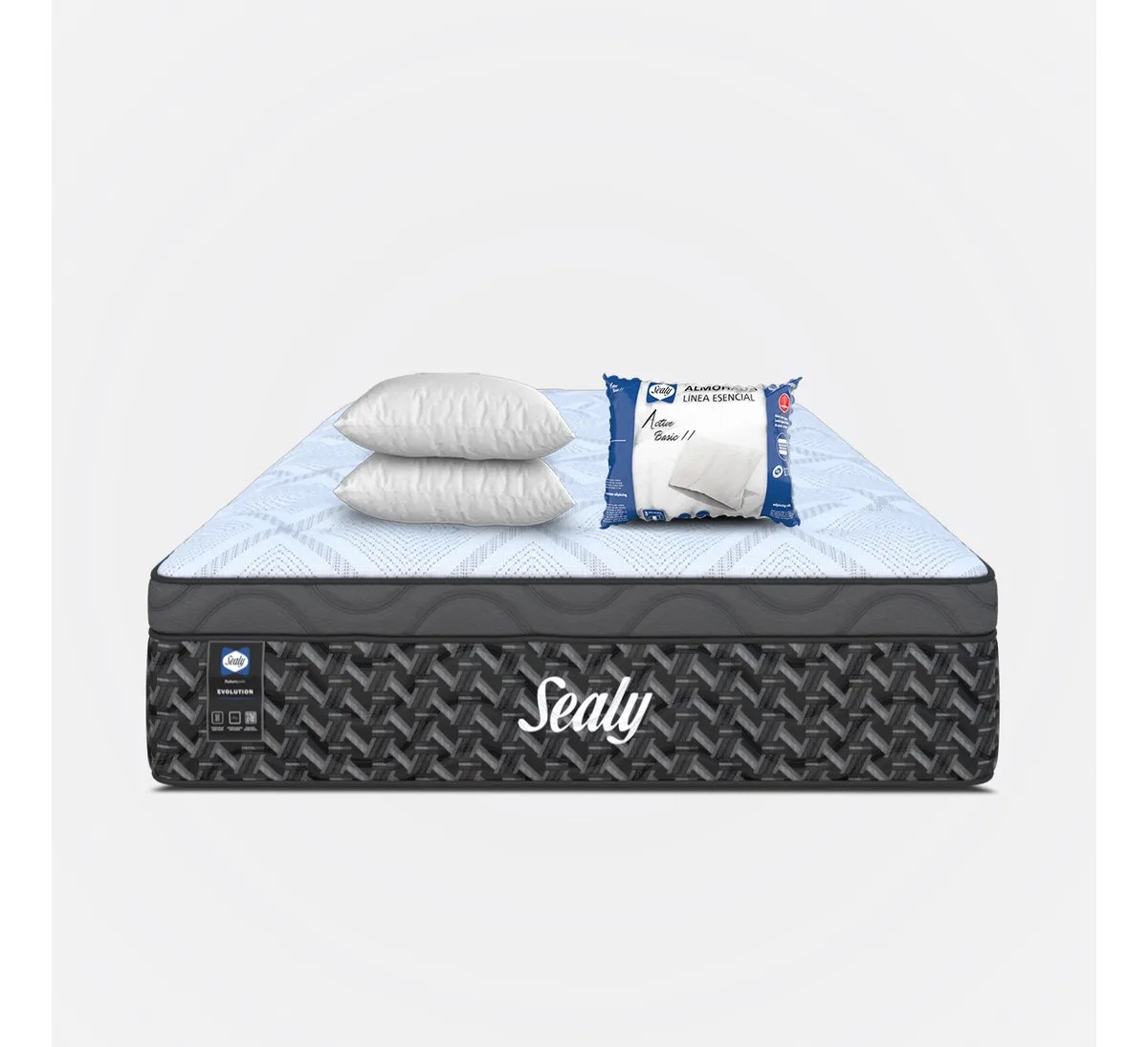 Colchón Sealy Individual Cranstone Cushion Foam Posturetech Con Soporte Lumbar + 2 Almohadas Active