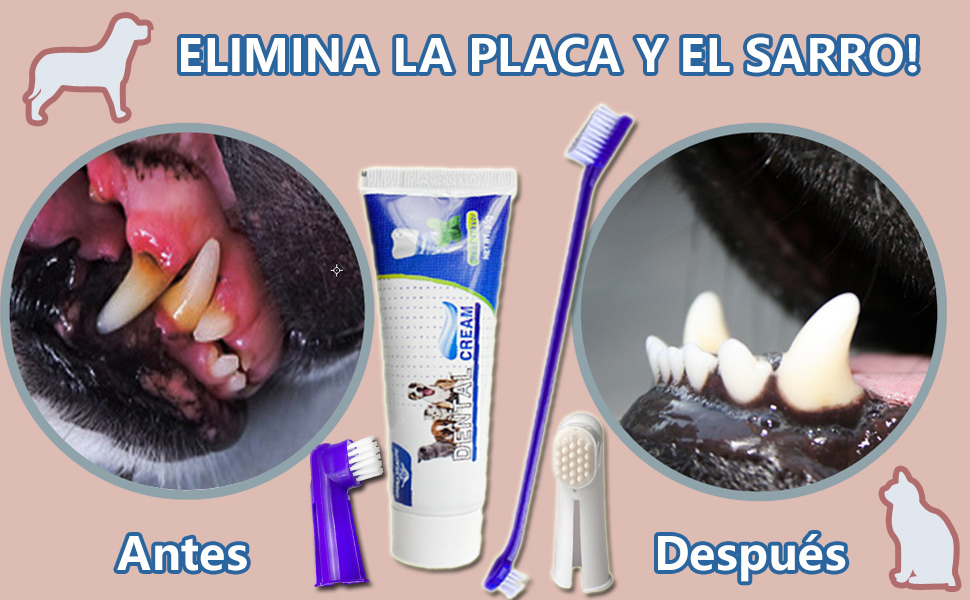 Cepillo Dientes de Perros y Kit de Cepillado de Pasta de Dientes