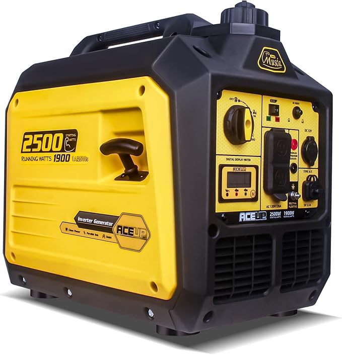 Generador de gasolina de 2500 W con inversor (a prueba de tormentas), generador portátil de 17,7 kg (39 lb), adecuado para vehículos recreativos, admite conexión en paralelo, diseño silencioso, adecuado para uso familiar y campamento, bajo consumo de comb