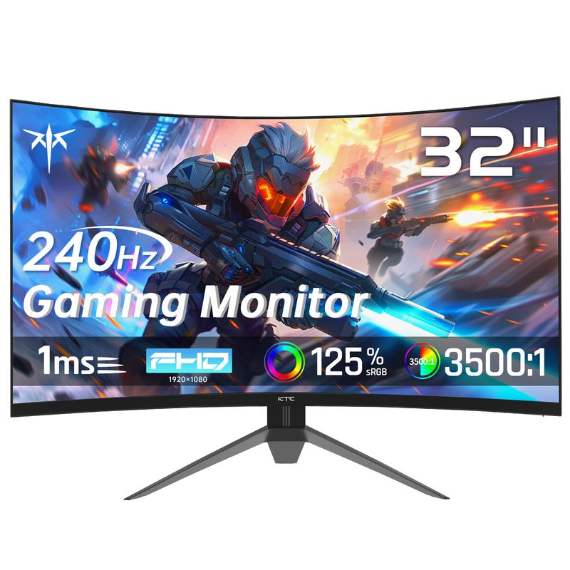 Monitor gaming curvo (1500R) HVA de 32 pulgadas, resolucin 1920x1080p a 240 Hz, cobertura de color sRGB del 125 %, tiempo de respuesta de 1 ms, compatibilidad con FreeSync/G-Sync y HDR10, puertos HDMI/DP/USB, montaje VESA, inclinacin ajustable, color ne