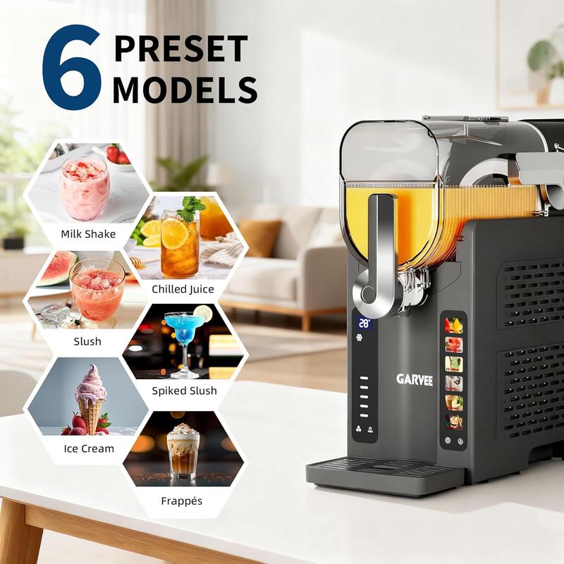 Máquina doméstica para granizados GARVEE con pantalla LED y 6 programas preestablecidos — Sin necesidad de hielo — Gran capacidad de 70 onzas para margaritas, frappés y bebidas heladas