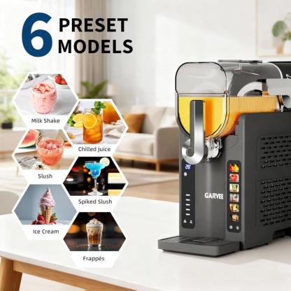 Máquina doméstica para granizados GARVEE con pantalla LED y 6 programas preestablecidos — Sin necesidad de hielo — Gran capacidad de 70 onzas para margaritas, frappés y bebidas heladas