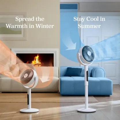 Ventilador circulador oscilante de pie LEVOIT Corebreeze R432 para el hogar: motor de CC de 9 velocidades, flujo de aire de 908 CFM, alcance de 25 metros, funcionamiento silencioso de 20 dB, control remoto, temporizador con sensor, modos de pedestal y mes