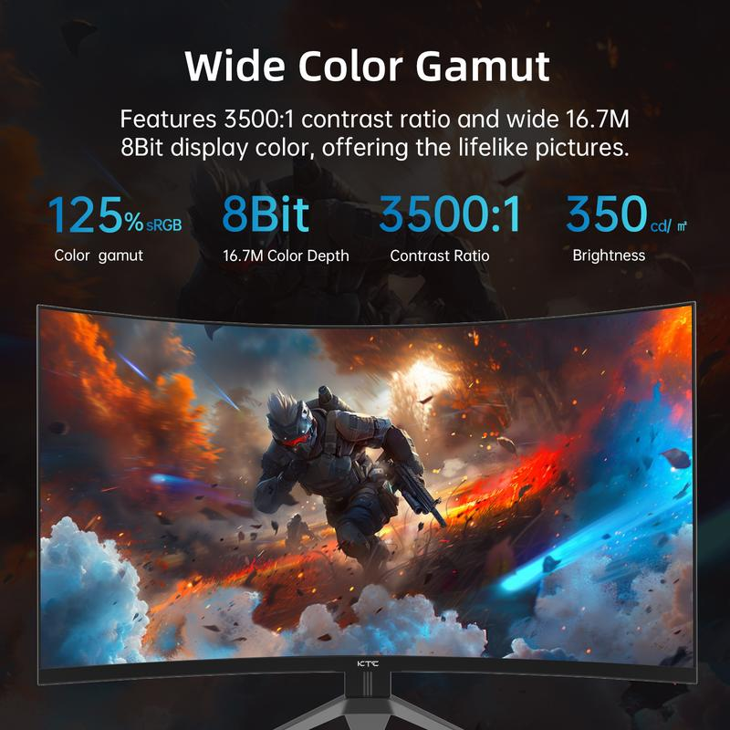 Monitor gaming curvo (1500R) HVA de 32 pulgadas, resolucin 1920x1080p a 240 Hz, cobertura de color sRGB del 125 %, tiempo de respuesta de 1 ms, compatibilidad con FreeSync/G-Sync y HDR10, puertos HDMI/DP/USB, montaje VESA, inclinacin ajustable, color ne