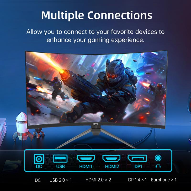 Monitor gaming curvo (1500R) HVA de 32 pulgadas, resolucin 1920x1080p a 240 Hz, cobertura de color sRGB del 125 %, tiempo de respuesta de 1 ms, compatibilidad con FreeSync/G-Sync y HDR10, puertos HDMI/DP/USB, montaje VESA, inclinacin ajustable, color ne