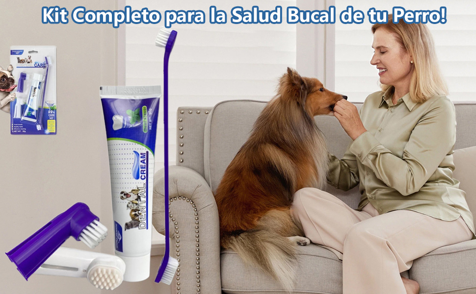 Cepillo Dientes de Perros y Kit de Cepillado de Pasta de Dientes