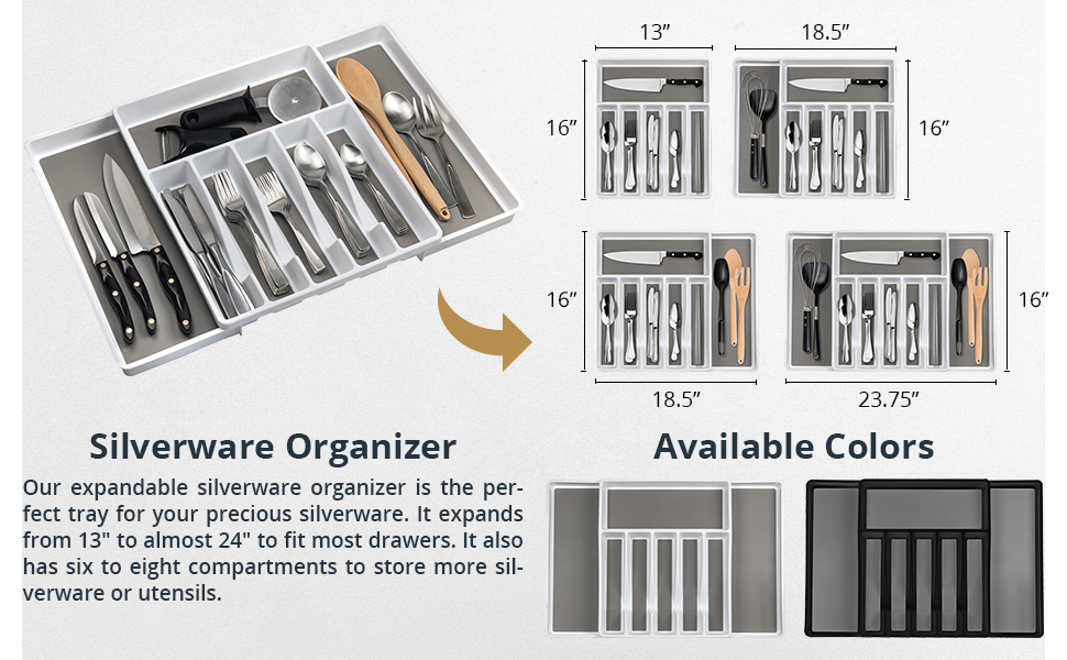 conjunto de gadget negro inserciones grandes marrón gabinete de malla grande extra ustensiles separadores de plástico silvetware 