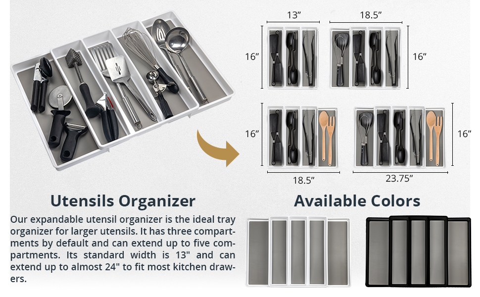 itensil silverwear Organization ware siverware Organizador de servir utensilios extensibles insertar 
