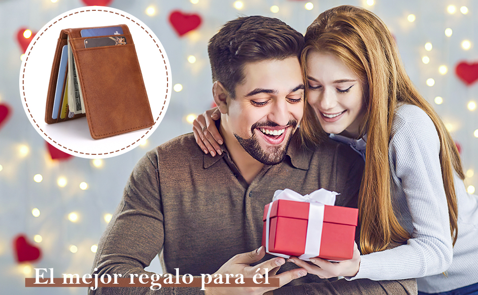 Carteras para Hombre con Dinero Clip, Billetera para Caballero RFID Bloquean