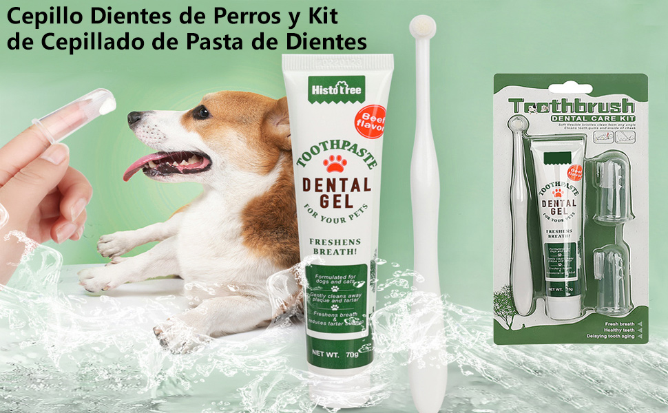 Cepillo Dientes de Perros y Kit de Cepillado de Pasta de Dientes