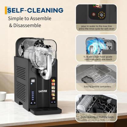 Máquina doméstica para granizados GARVEE con pantalla LED y 6 programas preestablecidos — Sin necesidad de hielo — Gran capacidad de 70 onzas para margaritas, frappés y bebidas heladas