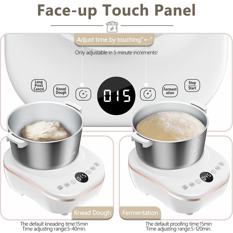AIZIYO DoughChief 7Qt Electric Dough Mixer with Ferment Function, Dough Maker with 304 Stainless Steel Bowl, Microcomputer Control, Face-up Touch Panel, Easy To Clean for Bread & Pizza