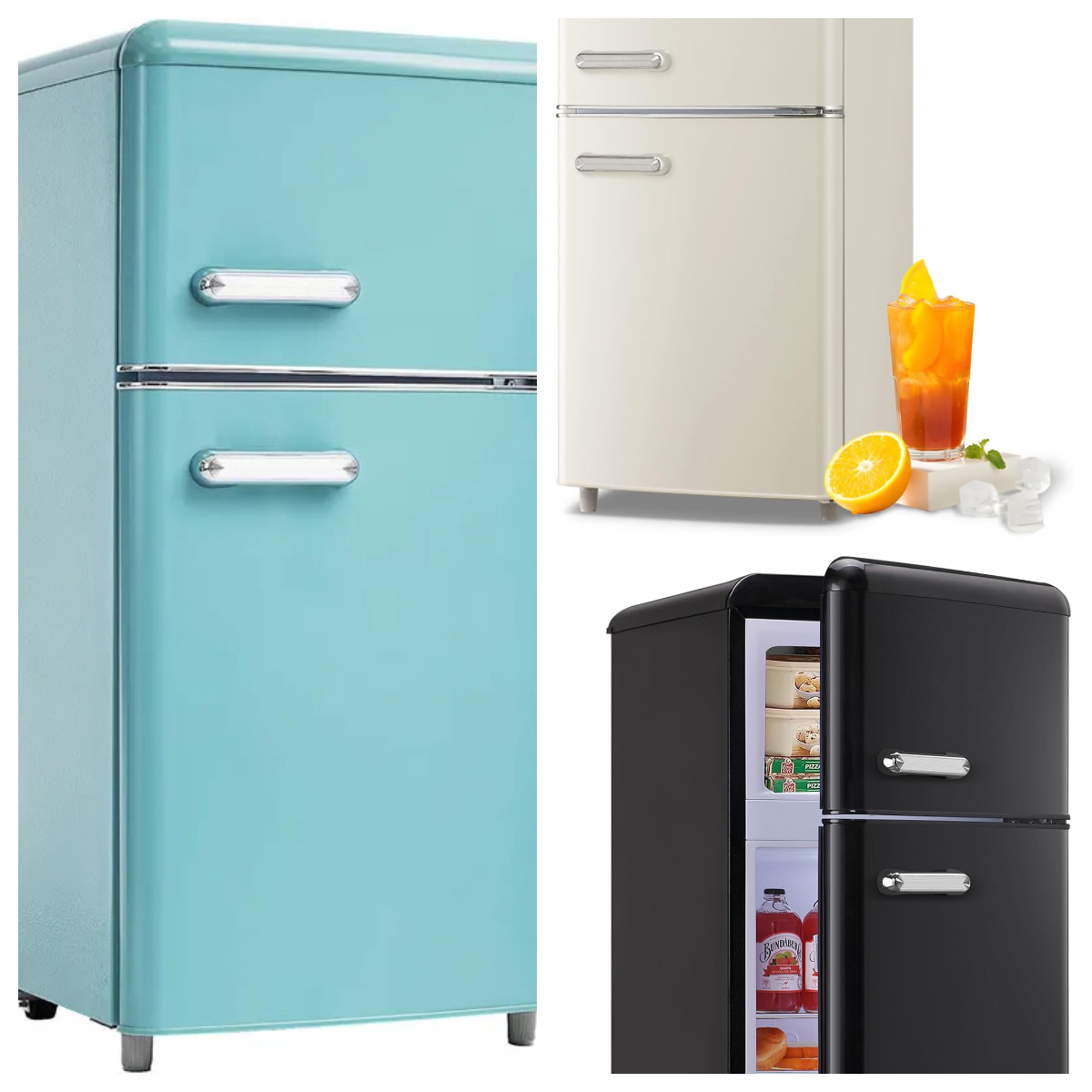 【Venta relámpago por tiempo limitado】Refrigerador Retro Doble Puerta — 72L, Congelador 21L, Clase E, LED, 39 dB