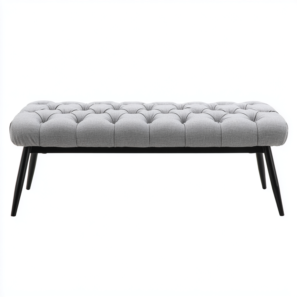 Banc de lit rembourré 110x40x45 cm - gris-noir - design contemporain-Bambooupio