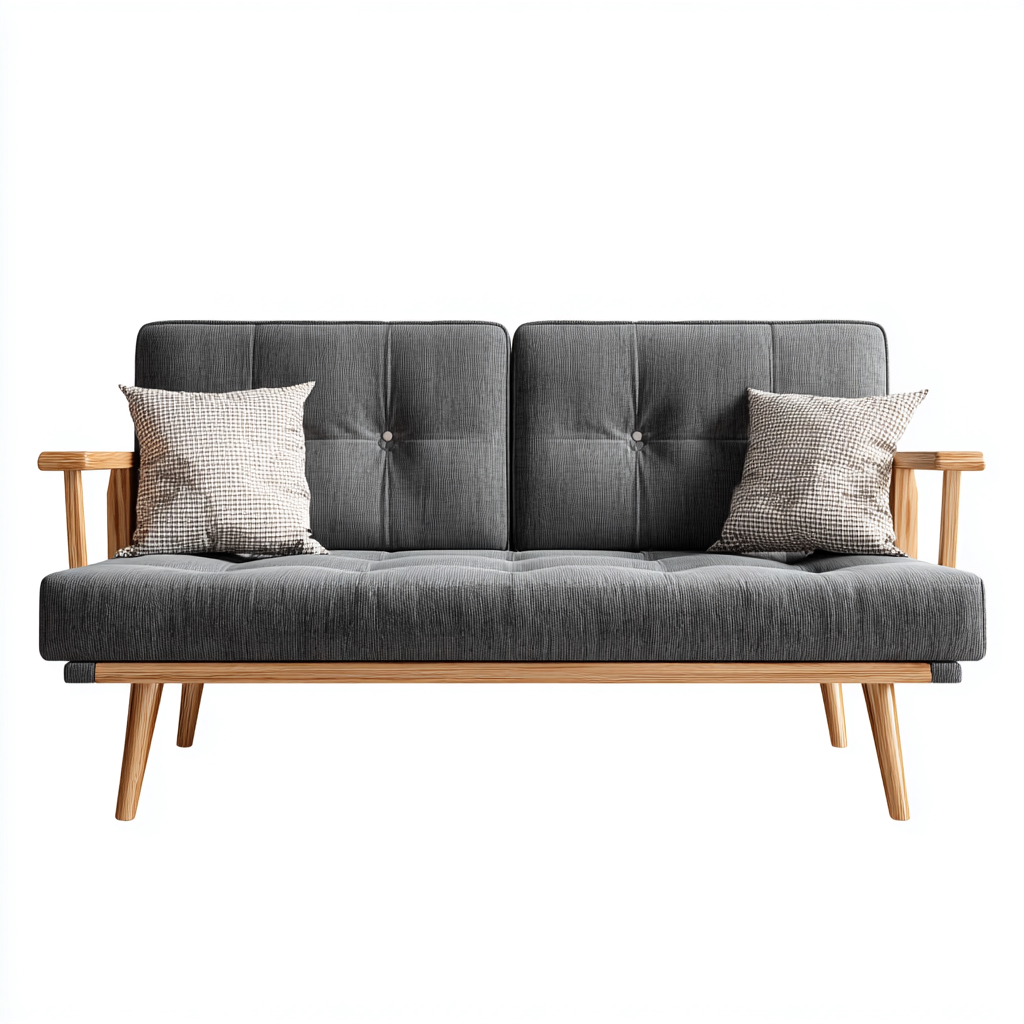 Canapé 2 places tissu et bois 155x80x85 cm gris - style moderne - pour salon-Bambooupio