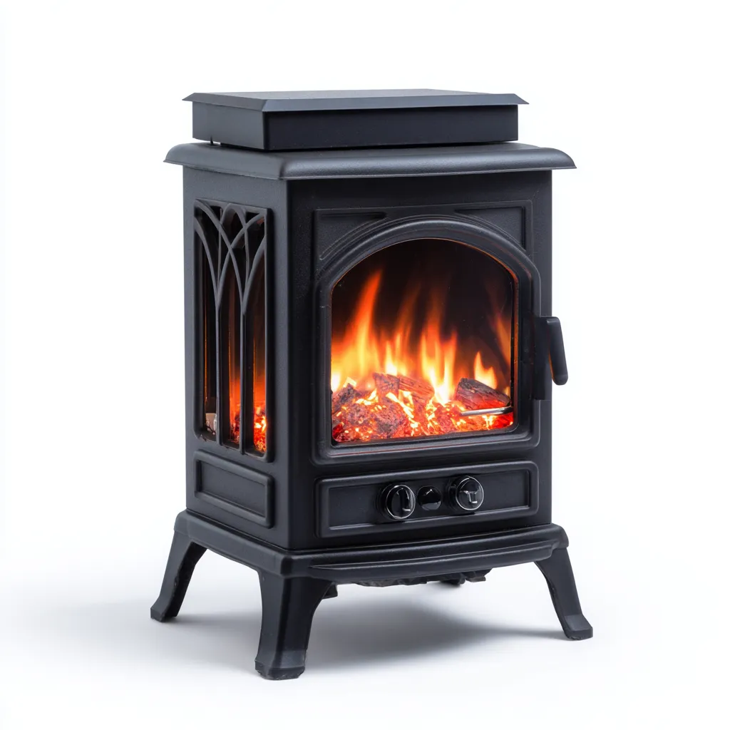 Cheminée électrique métal verre 45x30x60 cm noir adaptée au salon design classique-Bambooupio