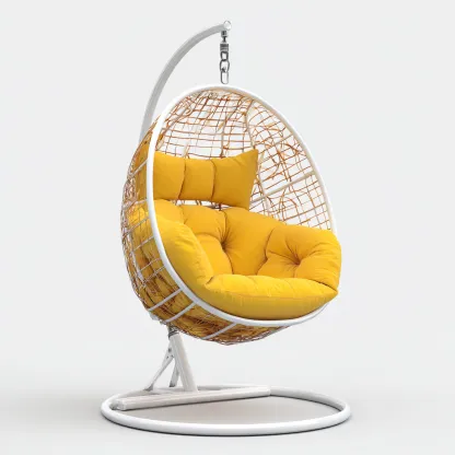 Chaise suspendue avec support 105x95x175 cm - jaune-naturel-blanc - design moderne-Bambooupio