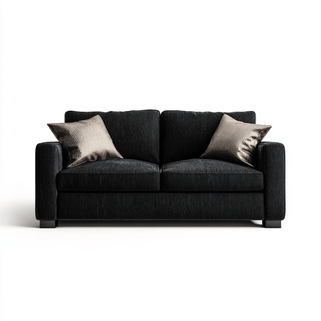 Canapé 2 places tissu 160x85x85 cm noir adapté au salon design moderne-Bambooupio