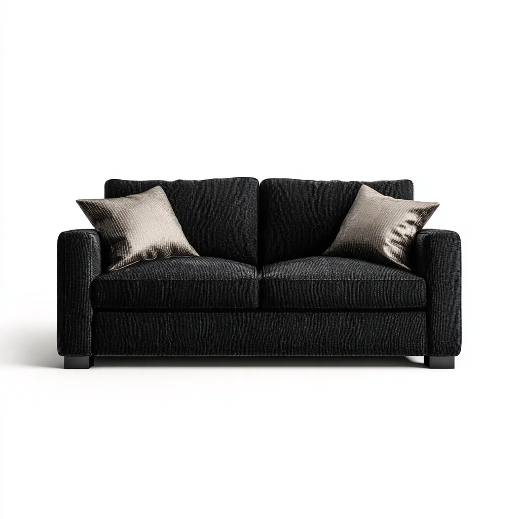 Canapé 2 places tissu 160x85x85 cm noir adapté au salon design moderne-Bambooupio