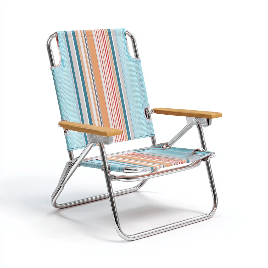Fauteuil de jardin Métal-Tissu 60x58x78 cm Bleu-Orange-Beige Style plage-Bambooupio
