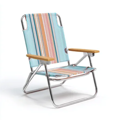 Fauteuil de jardin Métal-Tissu 60x58x78 cm Bleu-Orange-Beige Style plage-Bambooupio
