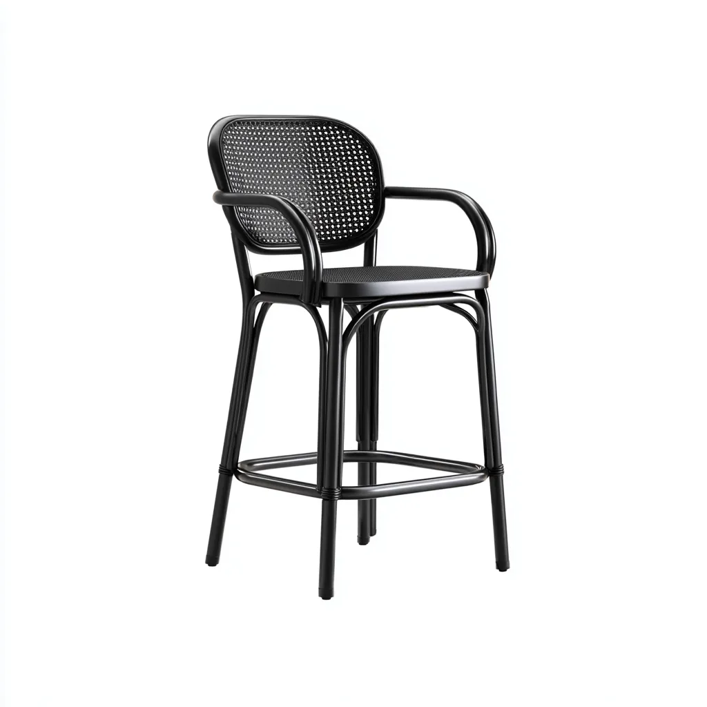 Tabouret de bar métal 45x45x105 cm noir - style moderne - pour cuisine-Bambooupio