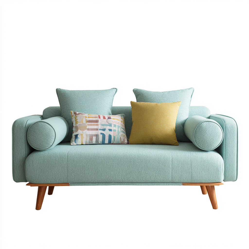 Canapé 2 places Tissu-Bois 150x85x90 cm - Bleu - Style moderne-Bambooupio