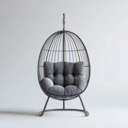 Chaise suspendue 110x95x190 cm noir moderne - structure avec support-Bambooupio