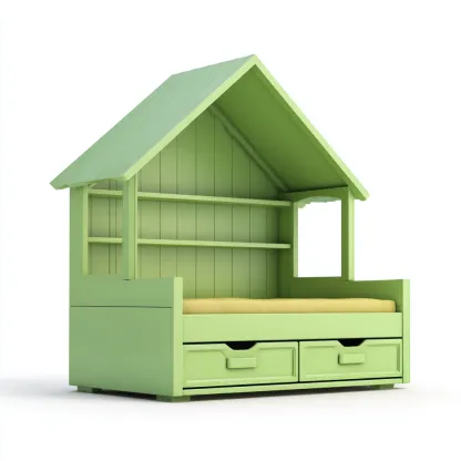 Lit enfant Bois 200x95x180 cm Vert Style ludique-Bambooupio