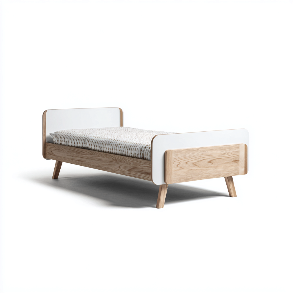 Lit enfant 165x75x60 cm blanc bois clair nordique - cadre minimaliste-Bambooupio