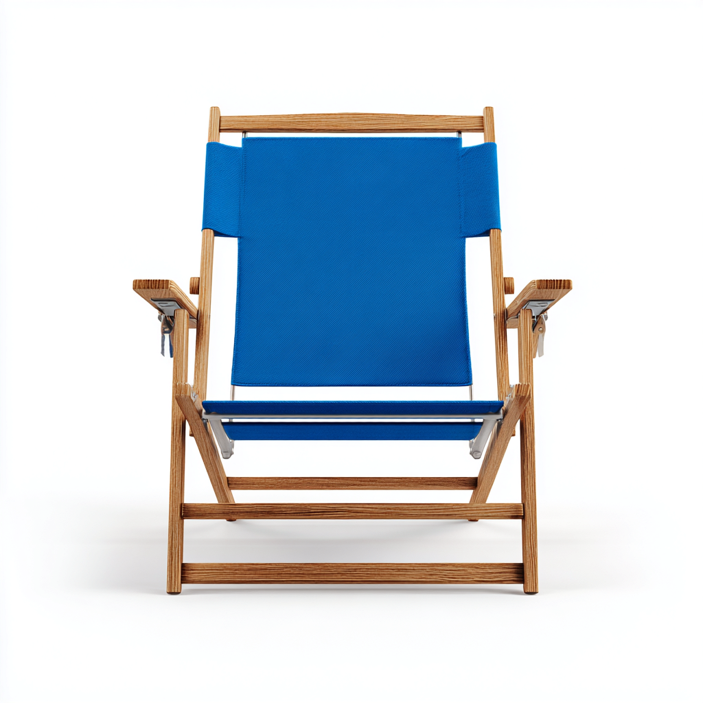 Fauteuil de jardin en bois et toile 60x75x85 cm - bleu-naturel - style moderne-Bambooupio