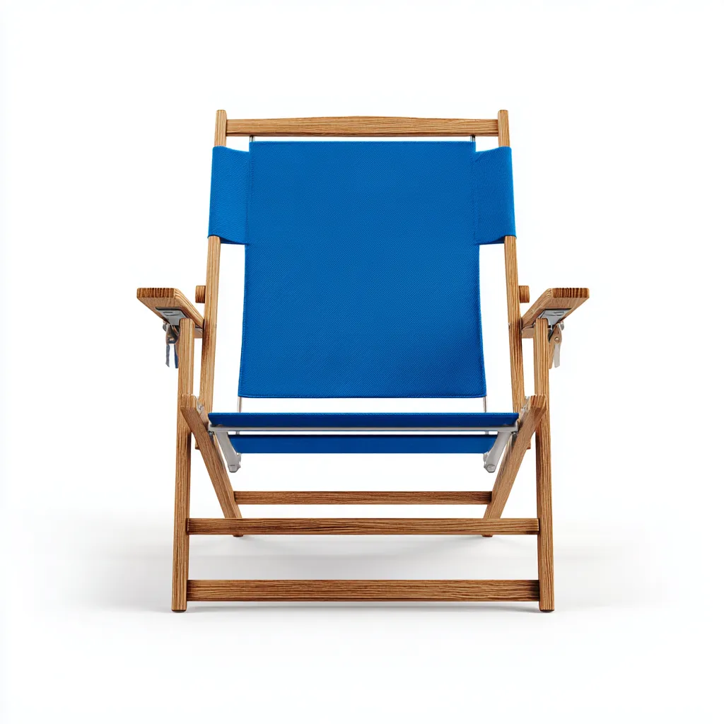 Fauteuil de jardin en bois et toile 60x75x85 cm - bleu-naturel - style moderne-Bambooupio